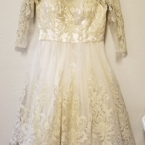 Beautiful Ivory And Gold Wedding Dress