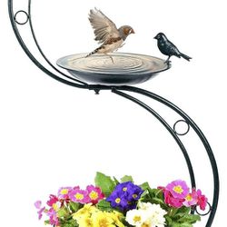 Bird Baths for Outdoors Solar Lamp, 35.5" Height Metal Bird Bath, Weather Resistant, Vintage Decorative Birdbaths, Flower Planter Pedestal, Fountain S