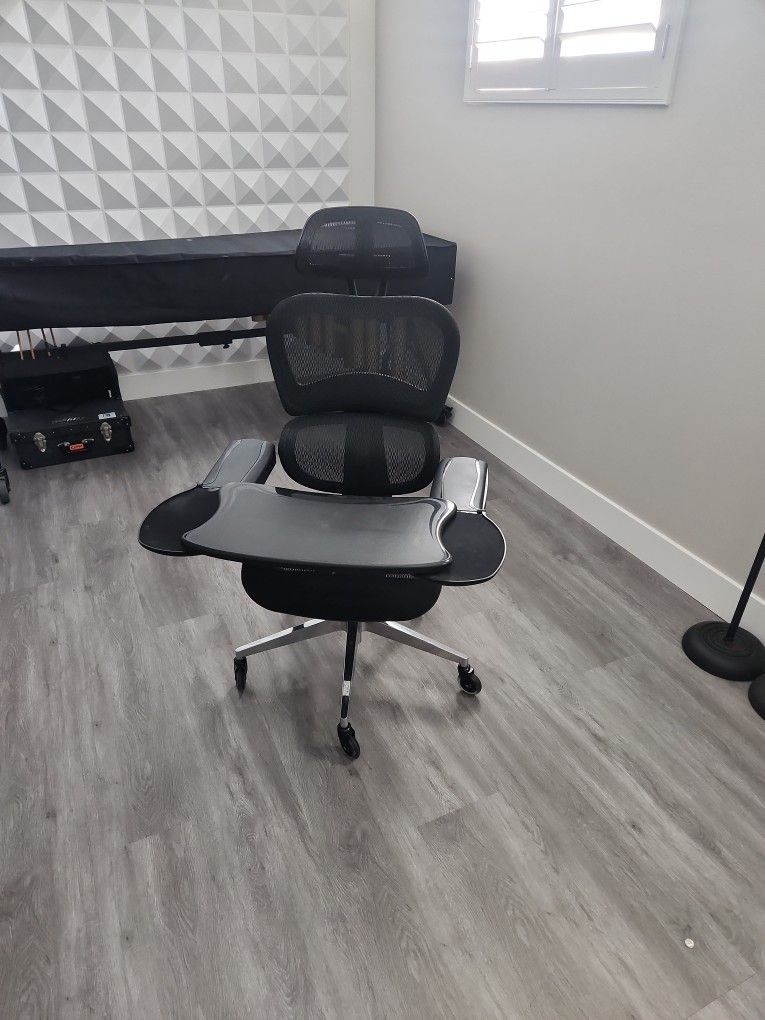 Ergonomic Chair With Adaptive Lumbar Support & Mobo Chair Mount Ergo Keyboard and Mouse Tray System - 2.5-Inch x 12.5-Inch x 7.5-Inch - Black
