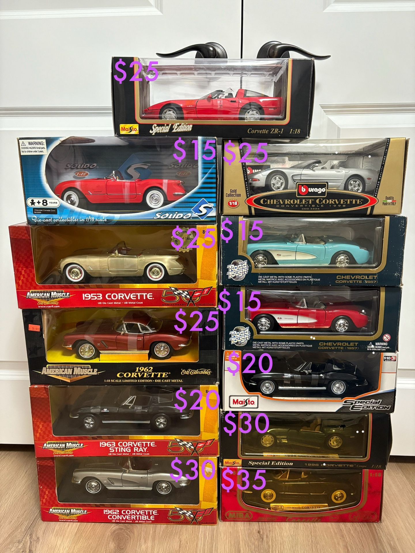Diecast 1/18 Scale Chevrolet Corvette *Different prices*