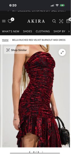 Red velvet midi dress
