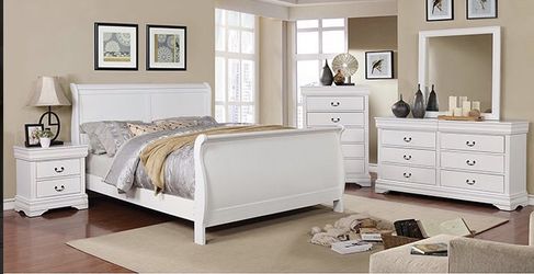 QUEEN/FULL SIZE SLEIGH BEDROOM SET WITH MATTRESSES INCLUDED