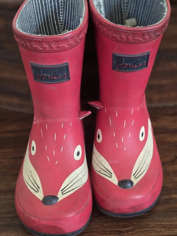 Joules Toddler Rain Boots, Red Fox Size 8 $15