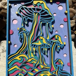 Abstract Melting Wooden Mushroom   