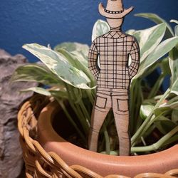 Peeing Cowboy Plant Decor / Ornament 