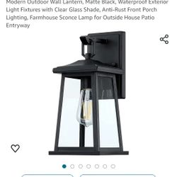 Modern Outdoor Wall Lantern, Matte Black, Waterproof Exterior Light Fixtures with Clear Glass Shade, Anti-Rust Front Porch Lighting, Farmhouse Sconce 