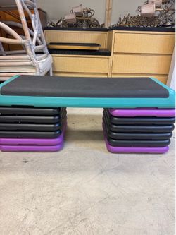 Yes4All Adjustable Workout Aerobic Exercise Step Platform Health Club Size with 4 Adjustable Risers Included and Extra Risers Options - Teal Purple