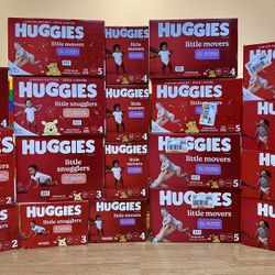 NEVER OPEN -Big Box of Huggies Sizes 1,2,3,4,5,6 & 7  Multiple quantities available - $35 each box