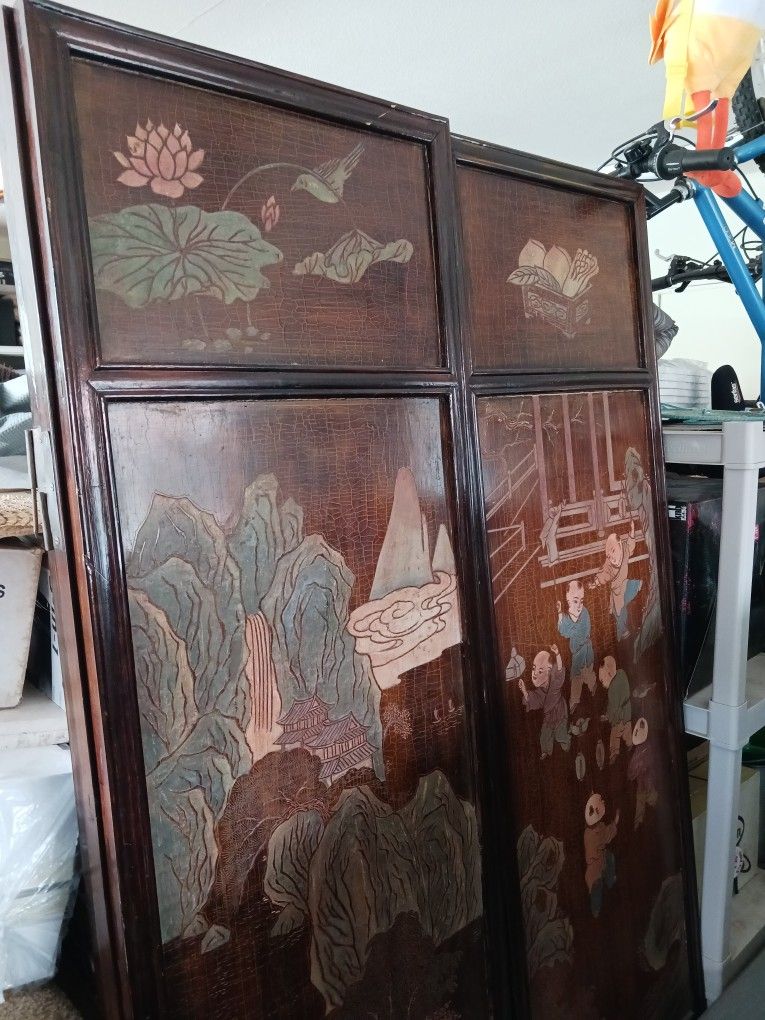 Antiques Custom Asian Shades Hamd Painted