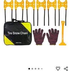 Heavy Duty Snow Chain Set of 6 for 2 Wheels with Application tool, Work Gloves and Free Carry-Bag for Passenger Cars, Light Trucks, SUV, ATV Adjustabl