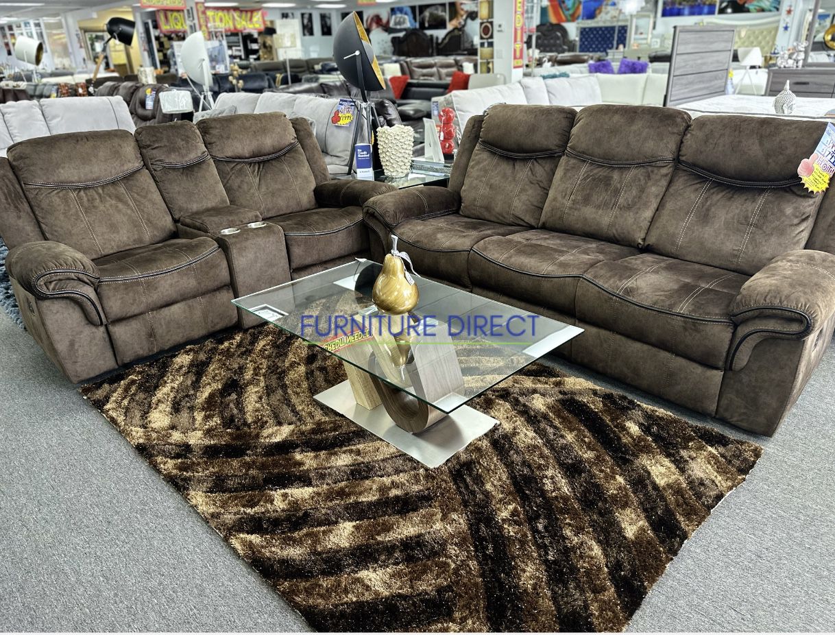 Beautiful Brown Fabric Sofa And Loveseat Set Now 65% Off