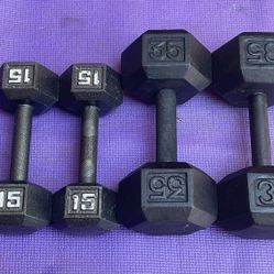 PAIR OF : 15 LB. & 35LB. DUMBBELLS