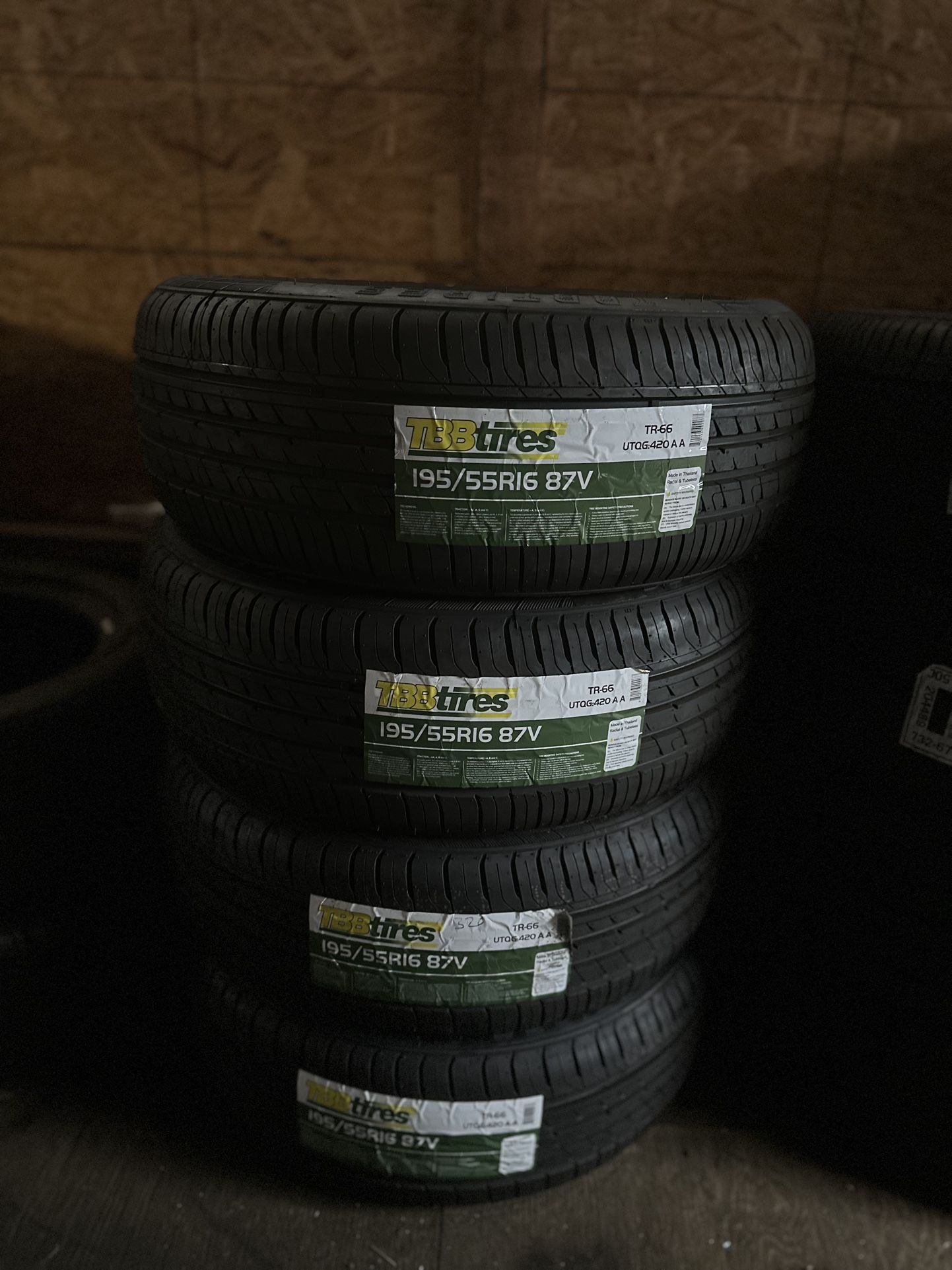 195/55/16 TBB TIRES EACH TIRE $75/ CADA LLANTA- INSTALLED AND BALANCED