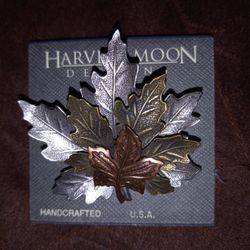 NEW Autumn Brooch, Tri-Colored Maple Leaves