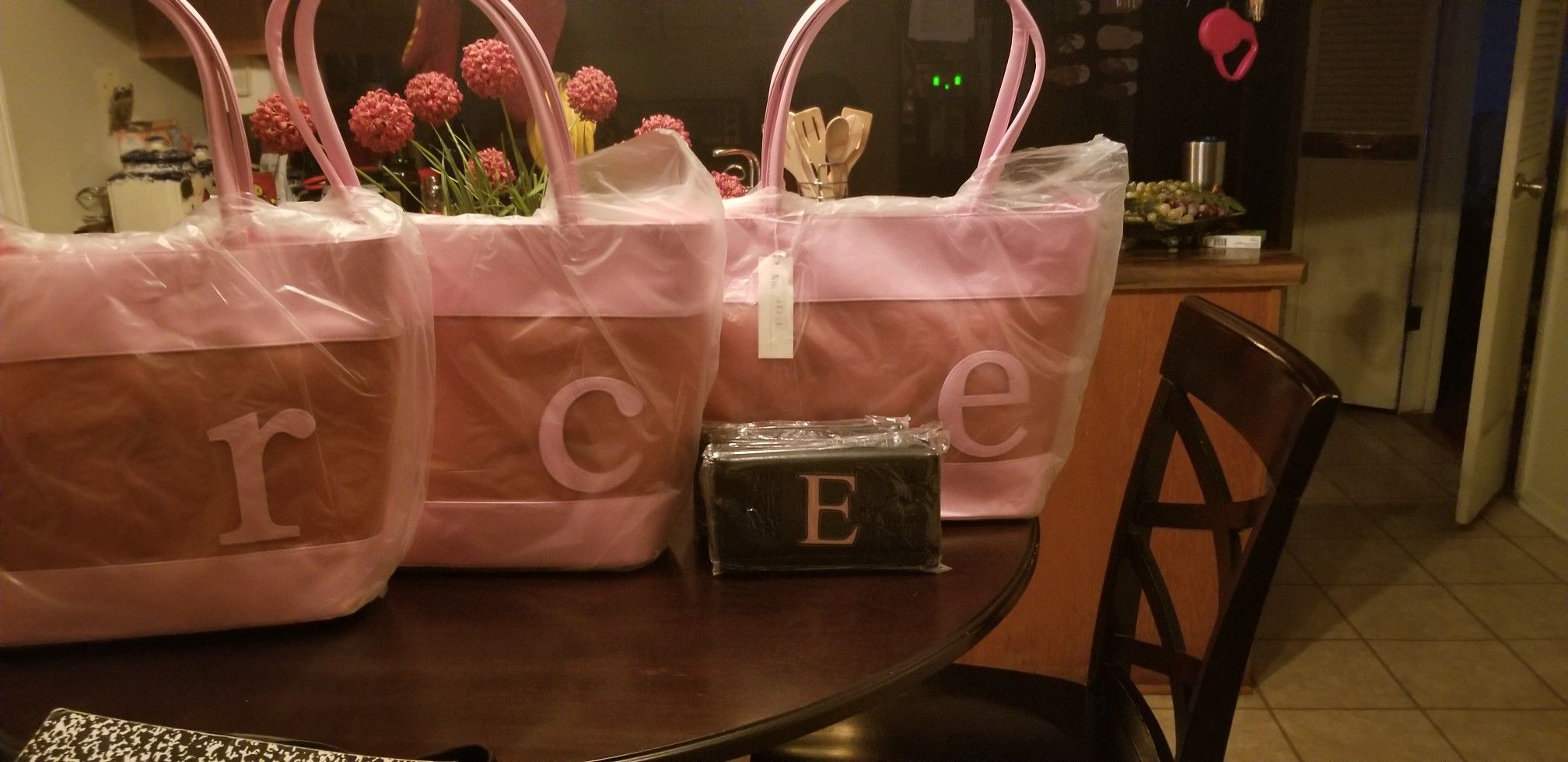 Initial handbag and wallet.