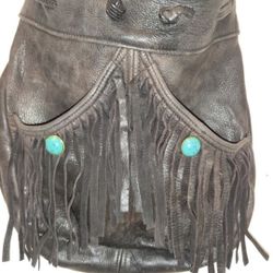 deerskin purse black heacock vintage fringed