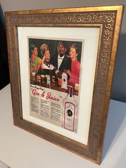 “Gin & Juice” Snoop Dogg Vintage Retro Style Framed Art Print 10x12” - Home Decor
