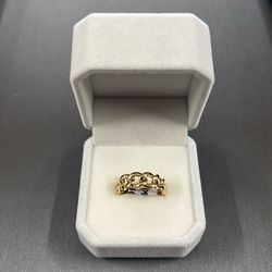 18K Women’s Yellow Gold Cuban Link Design Ring Size 6