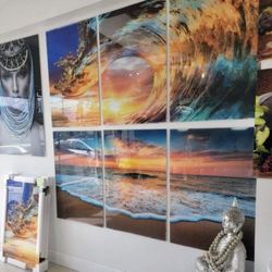 New Wave , Sunset Tempered Glass Wall Art 72”x36”