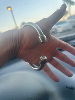 Silver Cuff Bracelet with Square Ends