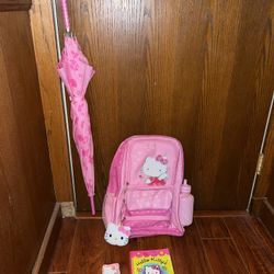 Hello Kitty Backpack, Umbrella Set