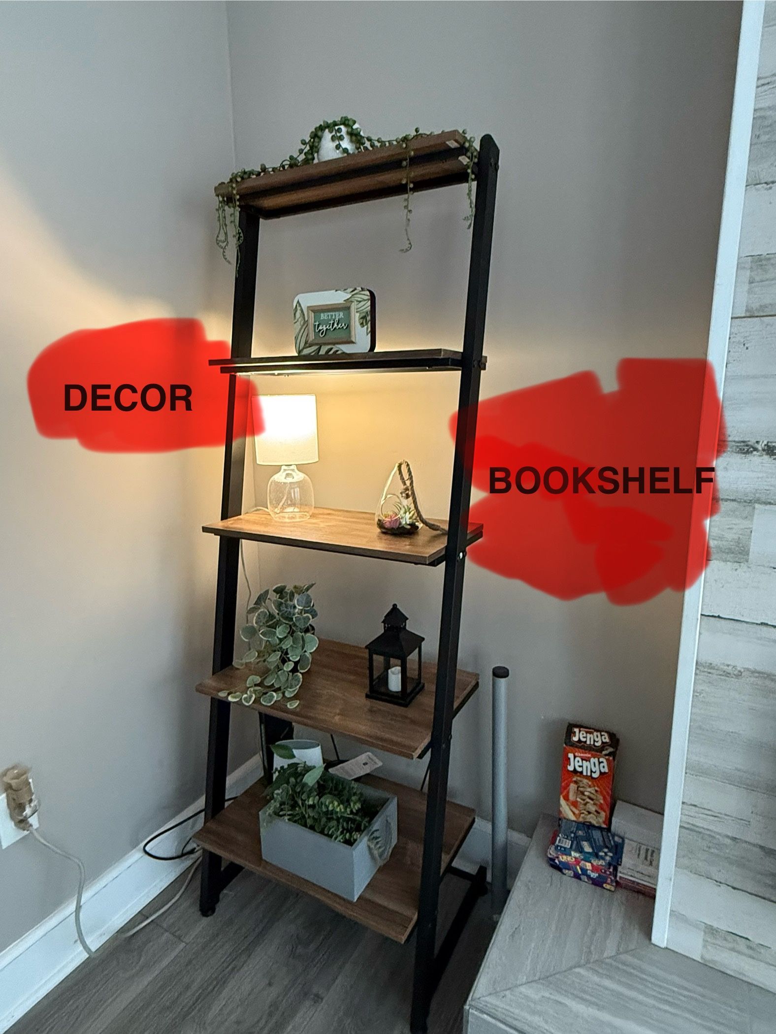 Leaning Shelf Ladder Bookcase