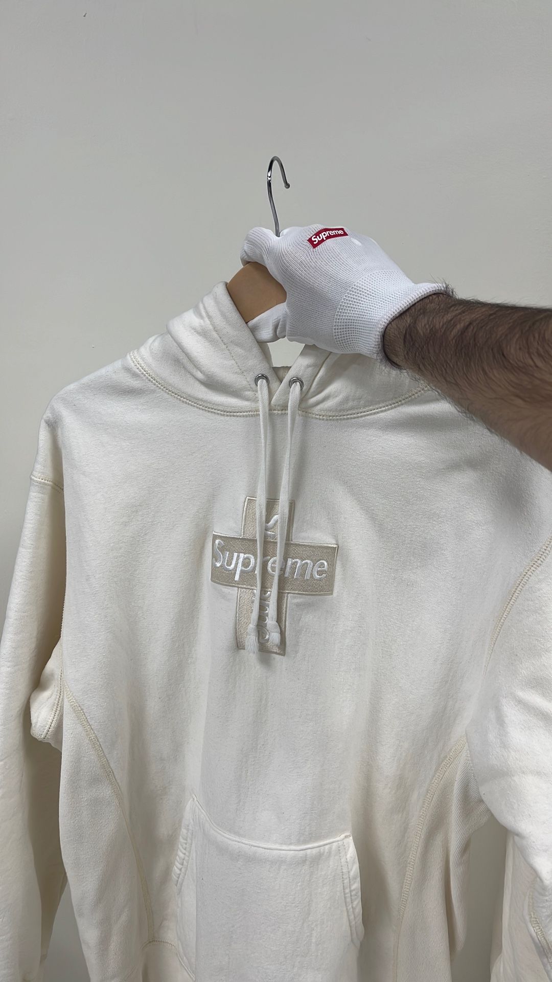 Supreme Cross Box Logo Hoodie 'tonal white'