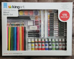 KINGART Ultimate Series 175-piece Mixed Media Set featuring a variety of wet and dry art tools