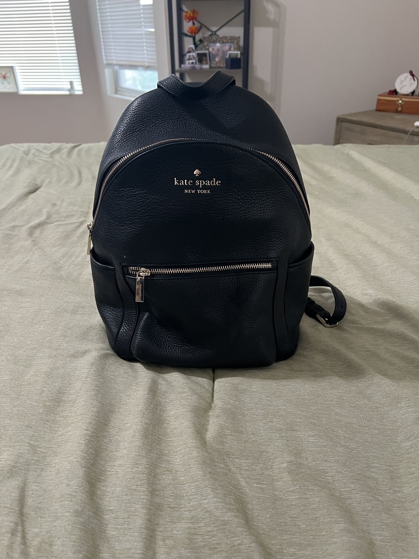 Kate Spade Black Pebbled Leather Backpack