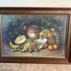 Large Framed Oil Painting – Still Life Fruit (43” x 30”)
