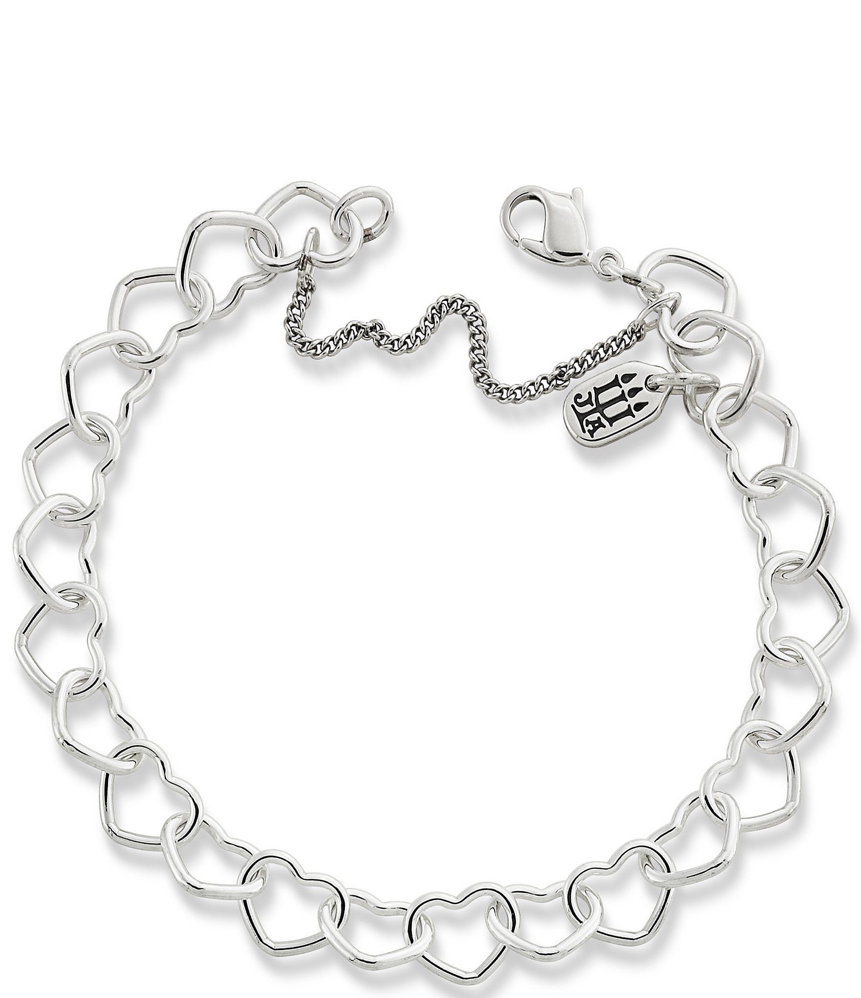 James Avery Sterling Silver Connected Hearts Charm Bracelet size S