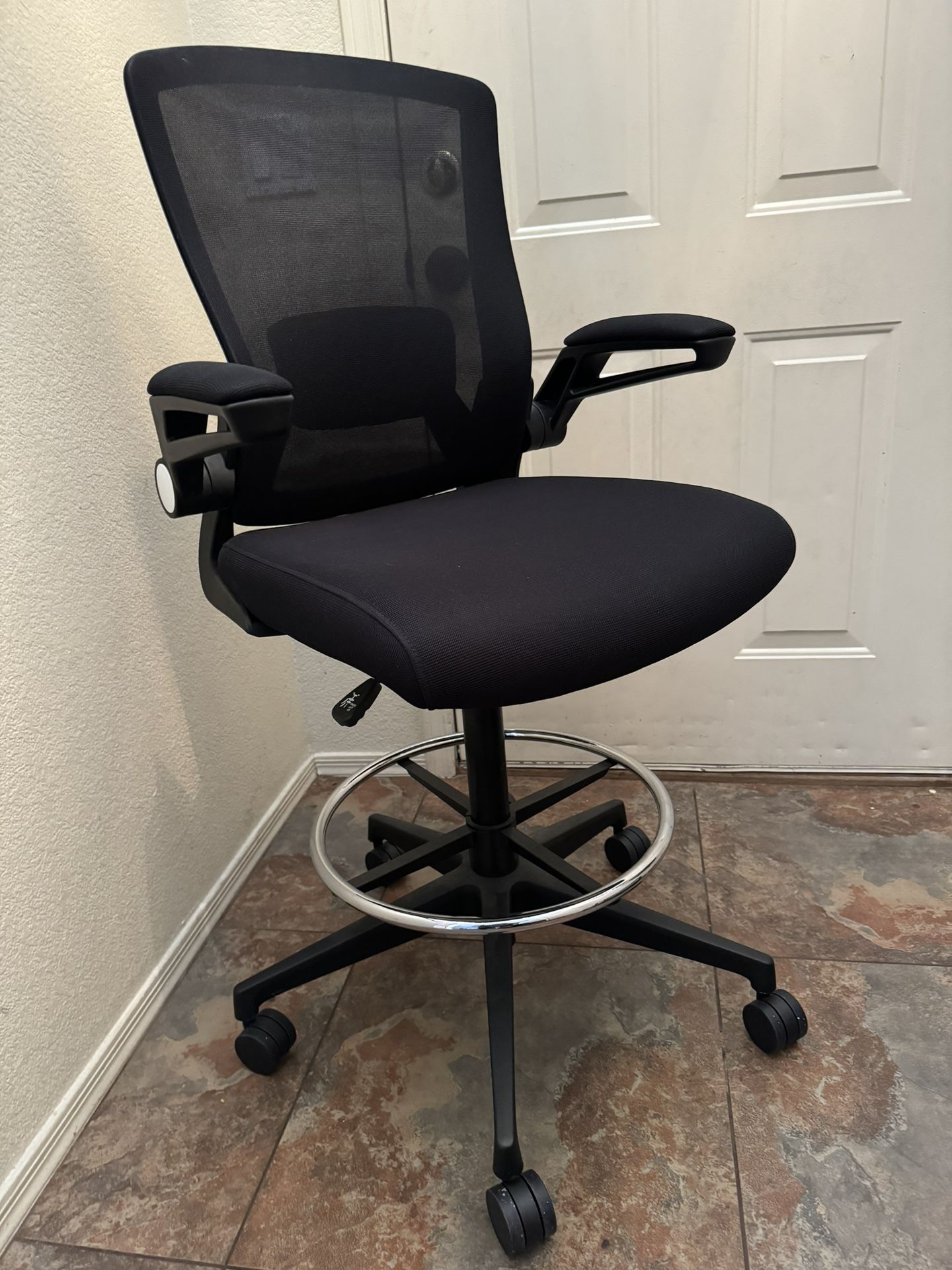 BestOffice Drafting Chair Tall Office Chair With Adjustable Foot Ring And Flip-Up Arms Computer Standing Desk Chair Executive Rolling Swivel Chair