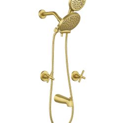 Brushed Gold Shower Faucet Set – 2 Handle with Tub Spout (NEW) 