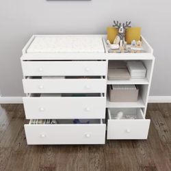 Kids Dresser Changing Table Storage Cabinet 