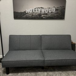 Gray Futon Turns Into Bed Like Mattress 