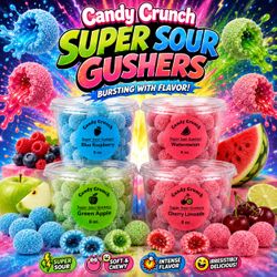 Super sour gushers & super sweet cotton candy