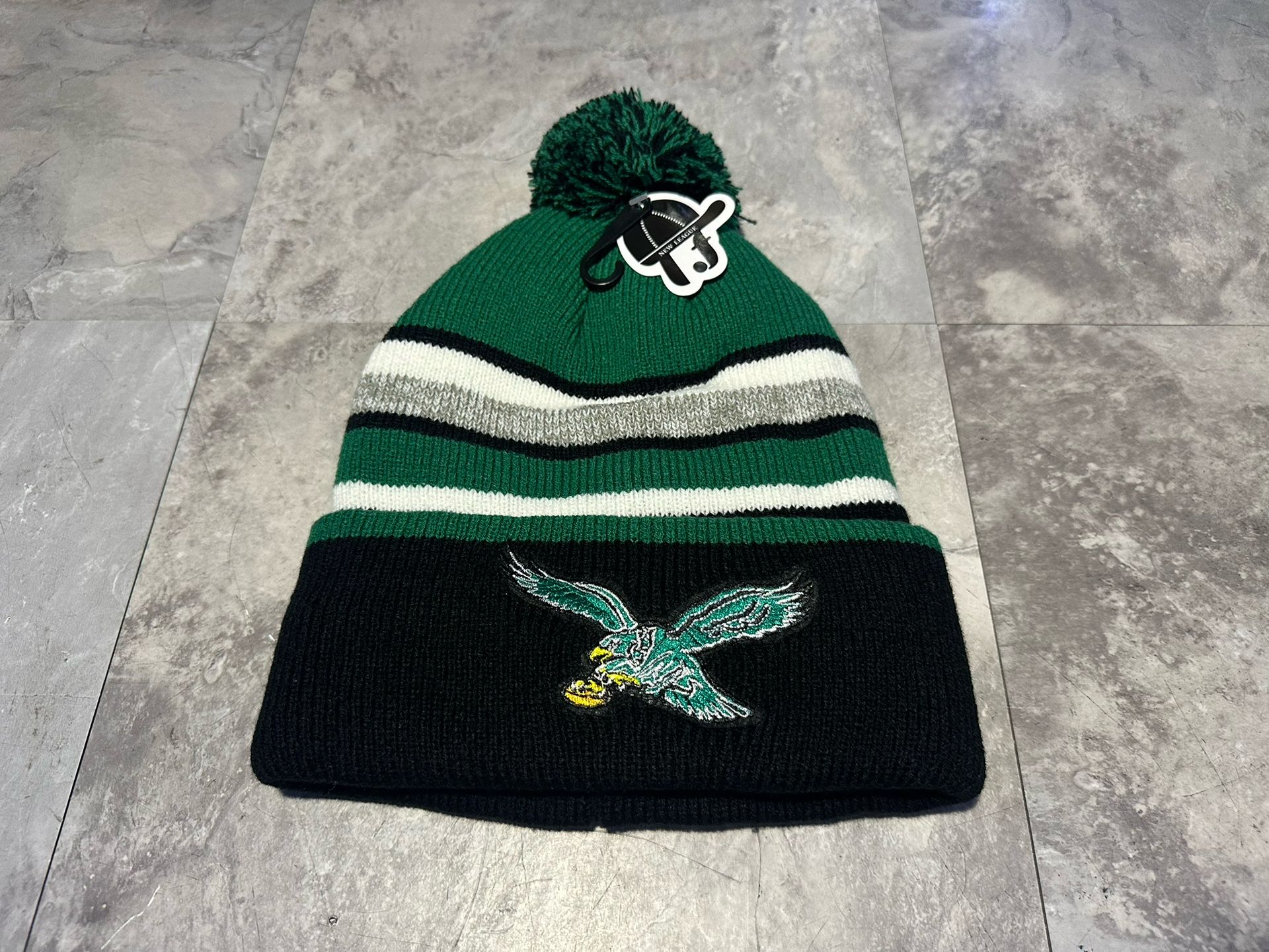 Philadelphia Eagles Black/ Kelly Green Throwback Knit Hat