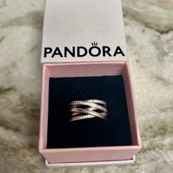 Pandora Sterling Silver Crossover Ring Size 7