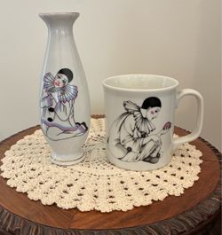 Pierrot Bud Vase and Mug
