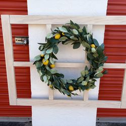 Window Pane Wreath Decor