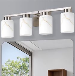 4-Light Light Fixtures,  White Marble Glass