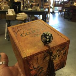 Re-Imagined One Of A Kind Rustic Or Tuscan Style Trinket Stash Box with hinged lid