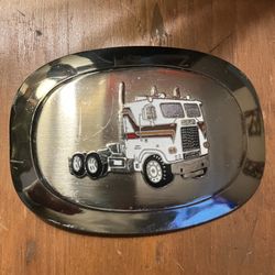 Vintage Silver Semi-Truck Belt Buckle