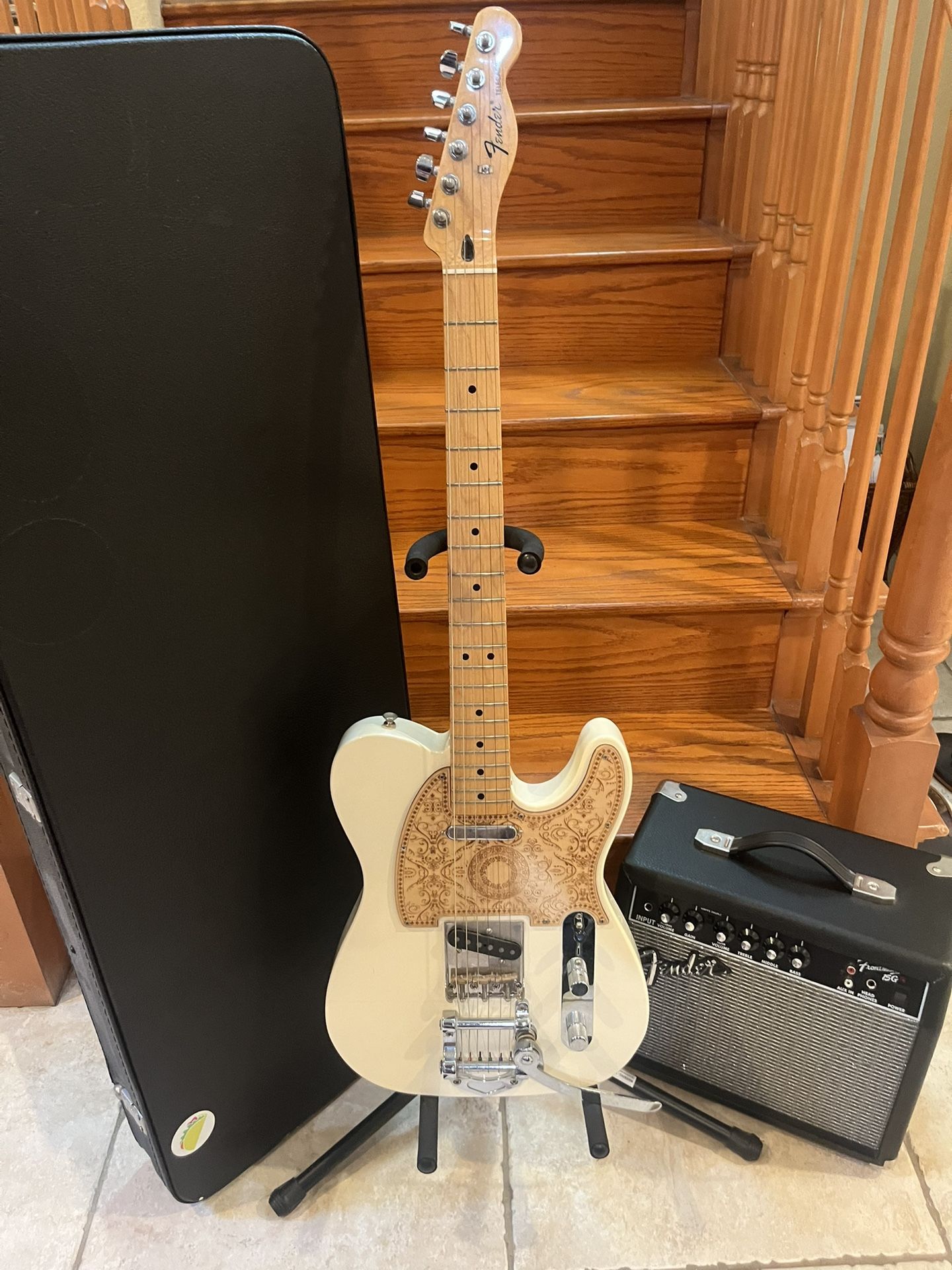 Fender MIM Telecaster (Mint/Upgraded) W/ Hardshell Case, Fender Amp  