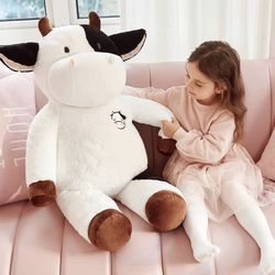 IKASA Giant Cow Stuffed Animal Jumbo Cow Plush Toy (White, 30 inches，brand new）