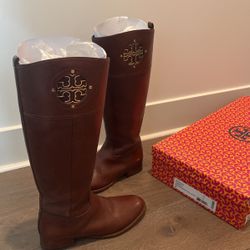 Tory Burch Brown Leather Boots Size 9