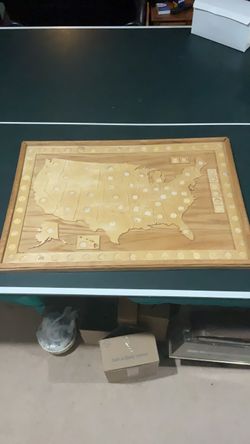 USA Quarter Collection Wooden Map Board w/ State Outlines & Coin  Holes