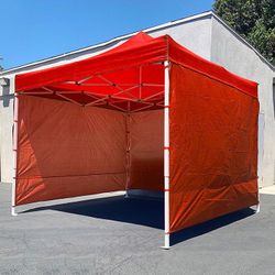(NEW) $129 Heavy Duty 10x10 ft with 3 Sidewalls, EZ Popup Canopy Outdoor Gazebo, Carry Bag (Black)