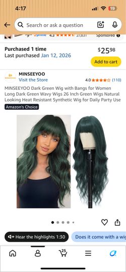 Dark green wig