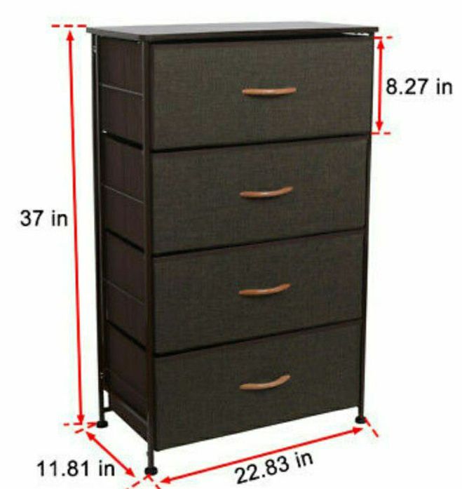 Fabric 4 Drawers Storage Organizer Storage Closet End Table for Bedroom Coffee